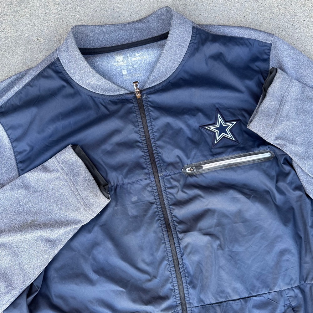 Nike Shield NFL Dallas Cowboys Onfield Jacket Men Medium Navy Grey Full Zip